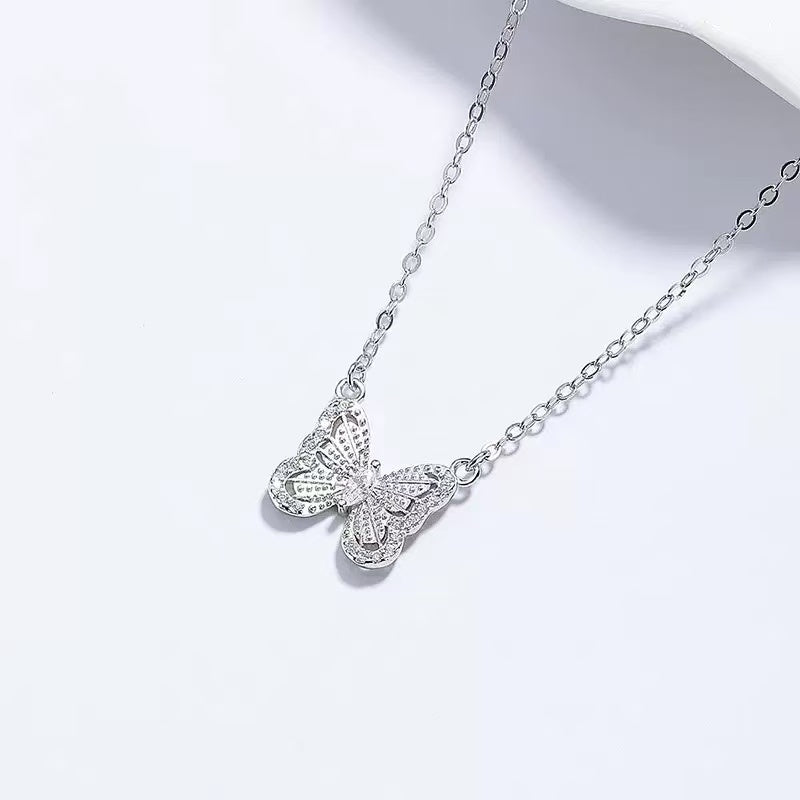 Moissanite Butterfly Peandant Necklace 925 String Silver