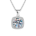 Cushion Cut Moissanite Halo Pendant Necklace 925 Sterling Silver