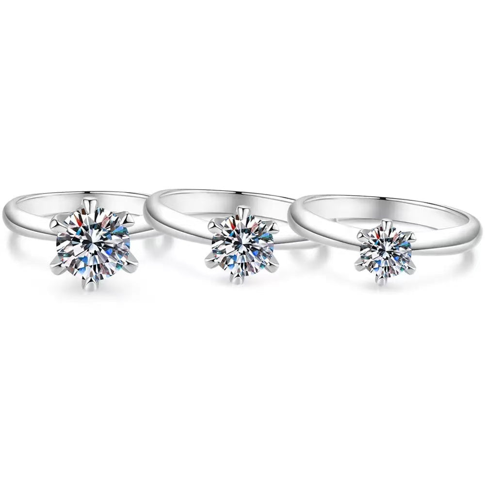 1 Carat Round Cut Moissanite Ring 925 sterling silver