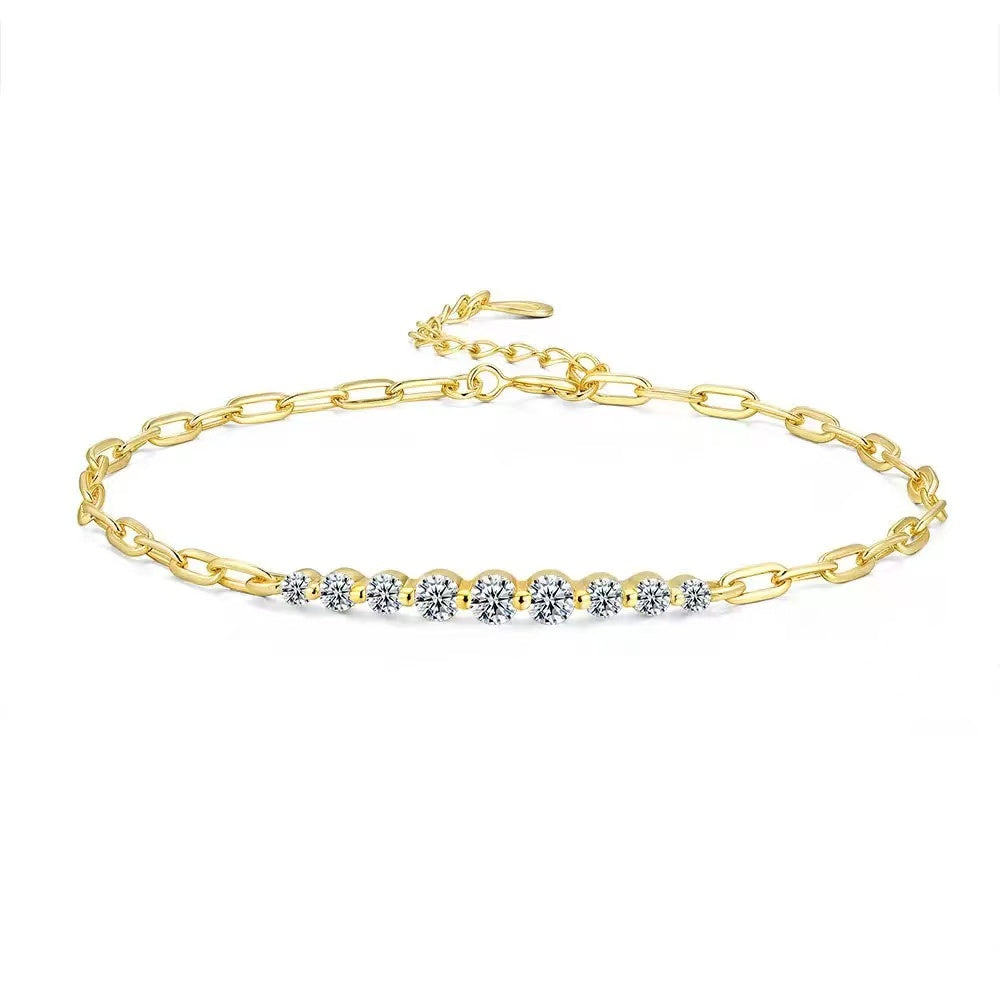 Moissanite Star Charm Bracelet 925 Sterling Silver Women Jewelry