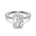 Oval Cut Moissanite Ring – 925 Sterling Silver Pavé Band