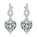 Heart Cut Moissanite Drop Earring 925 Sterling Silver