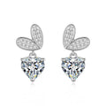 Butterfly Heart Moissanite Drop Earrings 925 Sterling Silver