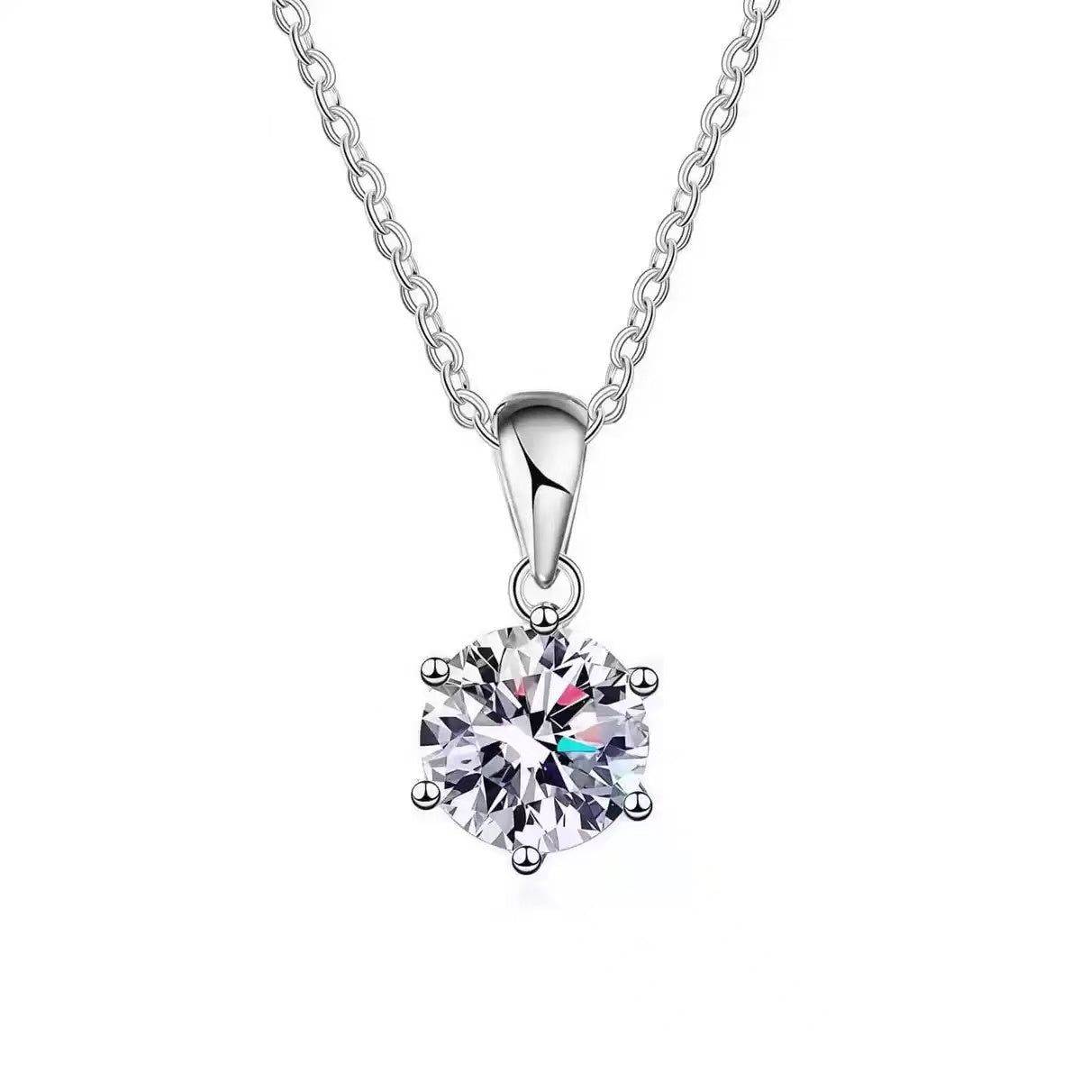 Moissanite Round Pendant Necklace 925 Sterling Silver